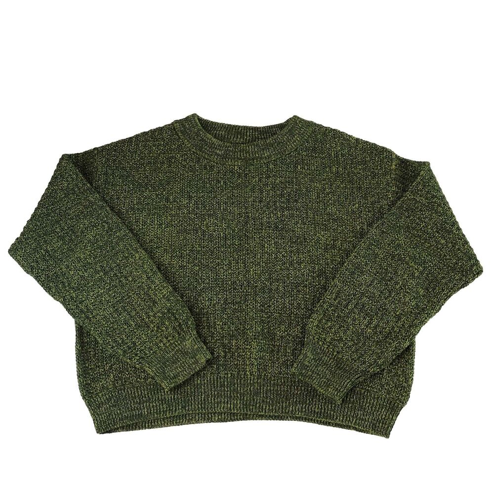 Universal Thread Marled Knit Crewneck Sweater Green Lime Olive Boxy Pullover XL